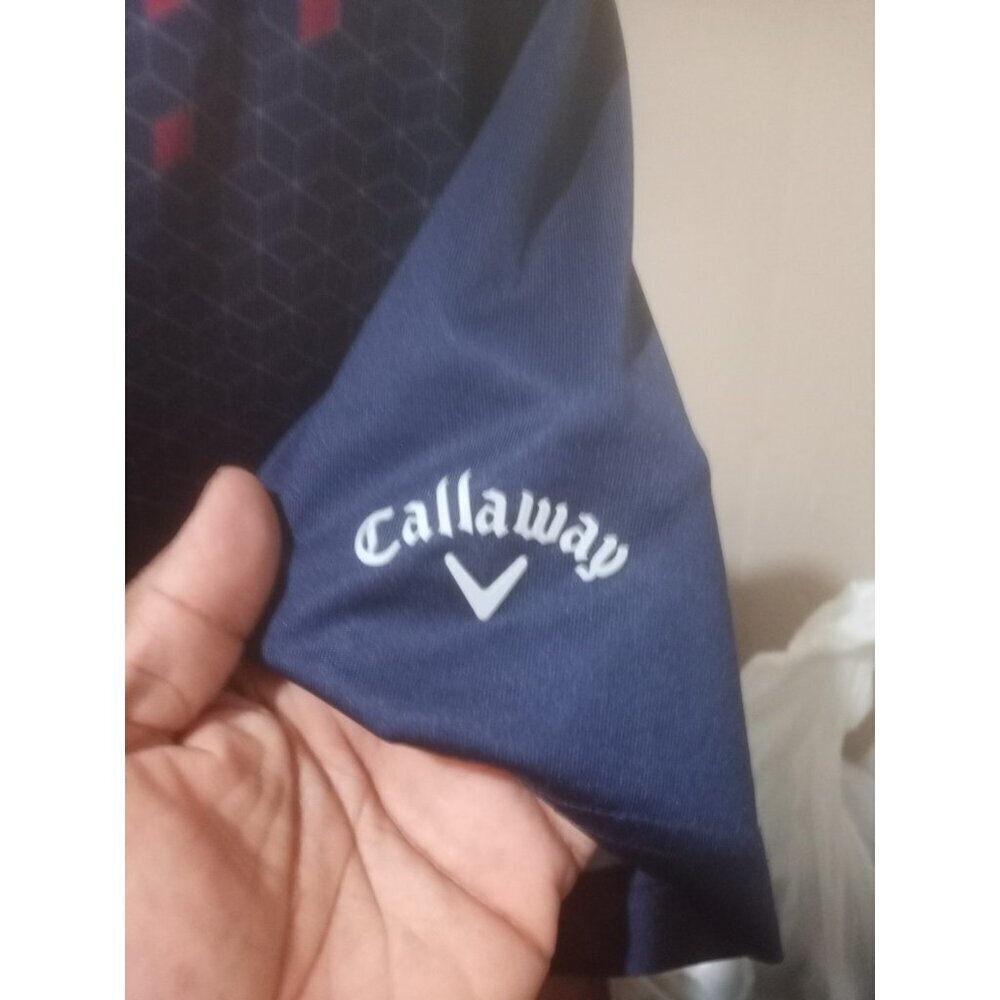 Callaway Polo Shirt Men Large L Blue Opti Dri Short Sleeve Golf AOP Diamond - Picture 5 of 10